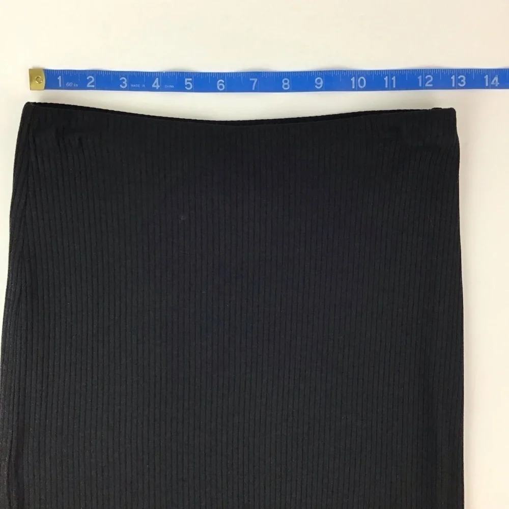 NWT Krisa Black Ribbed Knit Midi Pencil Skirt | XS 0/2